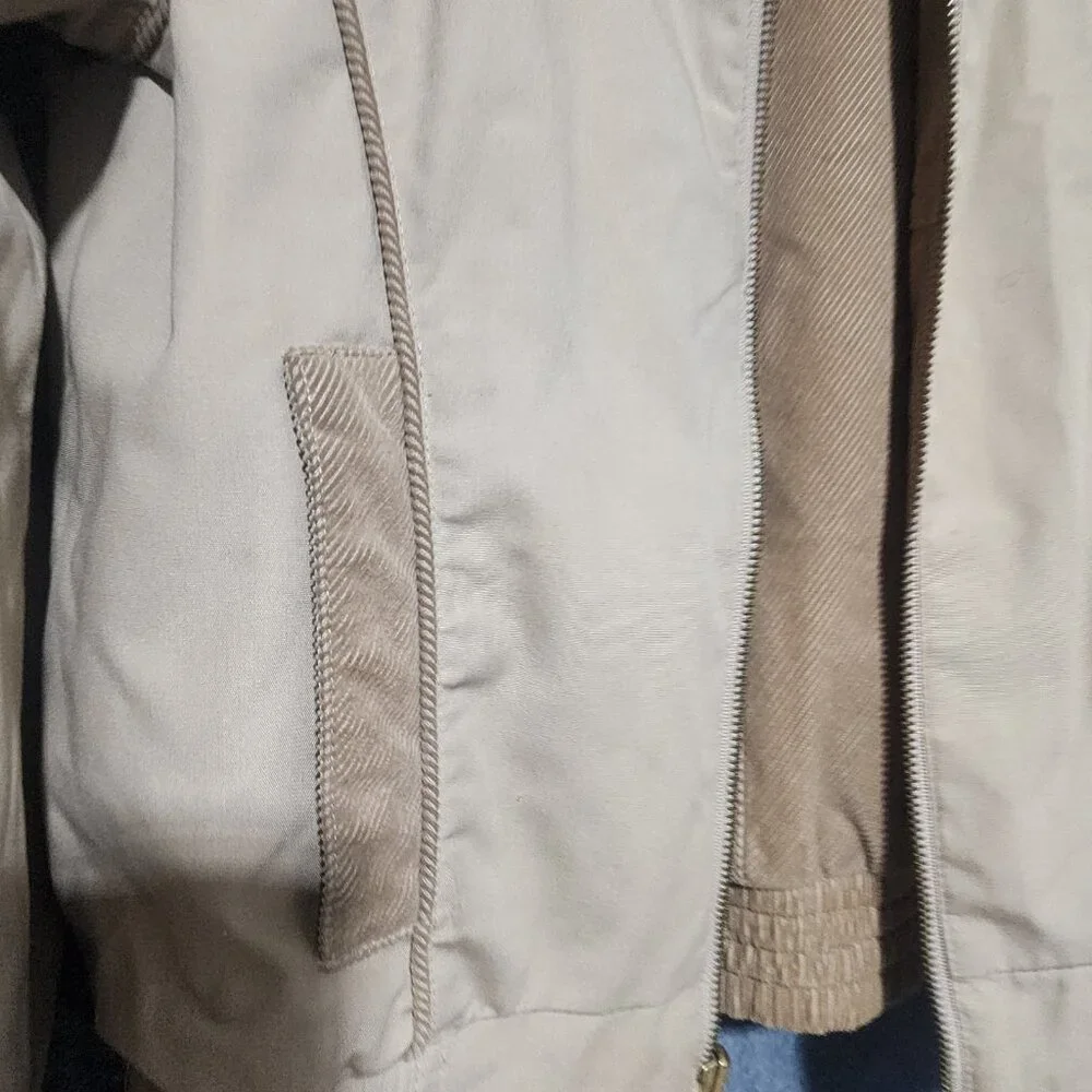 Vtg 90s Current Seen Reversible Corduroy Bomber Jacket Tan Beige Lined - Picture 6 of 13